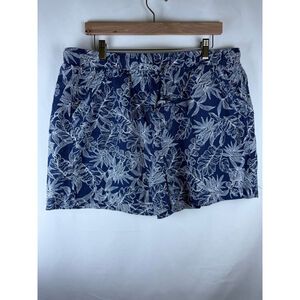 NWOT Women's BRIGGS Floral Linen Blend Shorts Blue/White Size XL